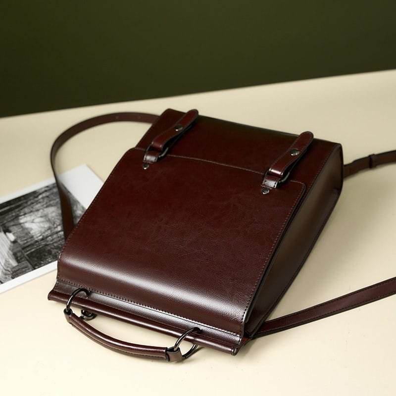 High Quality Women Vintage Full Grain Cowhide Leather Office Laptop College Backpack Article: BPKW-FL004 - Image 4