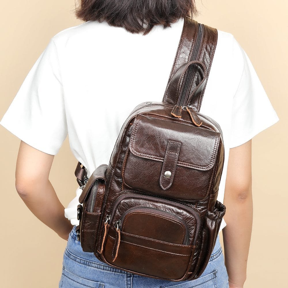 High Quality Women Vintage Full Grain Cowhide Leather Office Laptop College Backpack Article: BPKW-FL006 - Image 3