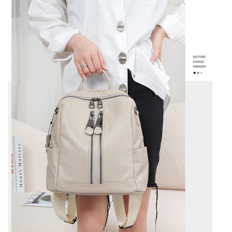 High Quality Women Vintage Full Grain Cowhide Leather Office Laptop College Backpack Article: BPKW-FL008 - Image 3