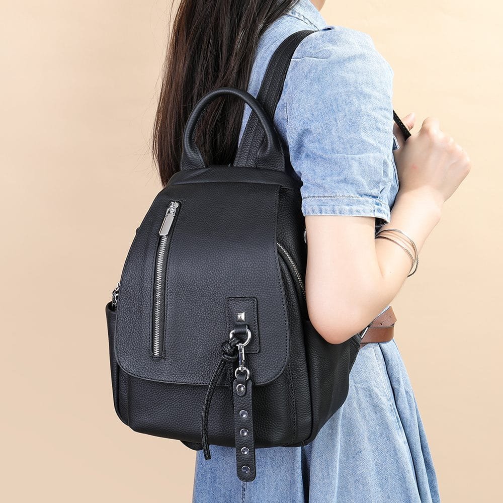High Quality Women Vintage Full Grain Cowhide Leather Office Laptop College Backpack Article: BPKW-FL009 - Image 3