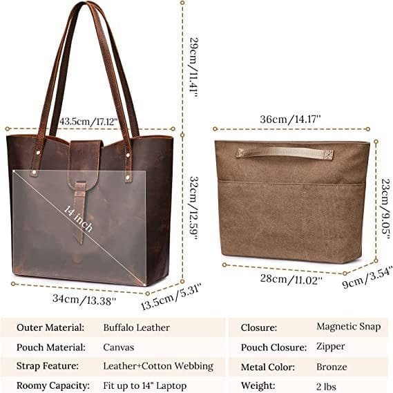 Tote Bag for Women Large Shoulder Handbag Work Full Grain Cowhide Leather Article: HT-FL001