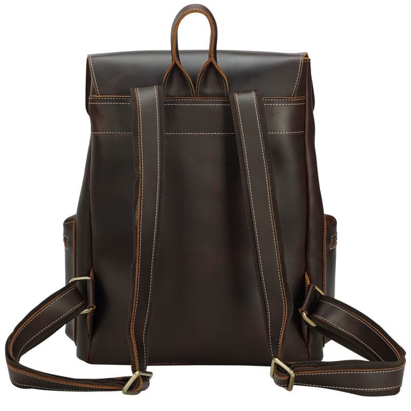 High Quality Mens Full Grain Cowhide Leather Vintage Office Laptop College Backpack Article: BPK-FL0019