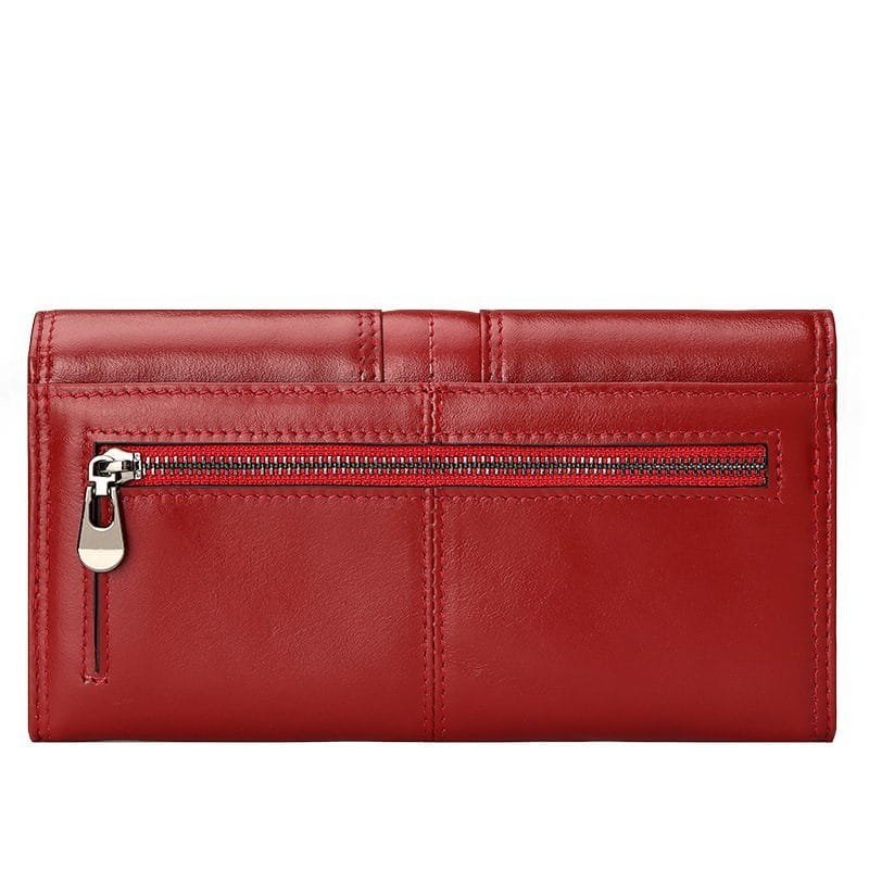 Long Zipper Girls Clutch Bag Ladies Wallet Mobile Phone Full Grain Cowhide Leather Article: WLT-FL003 - Image 5
