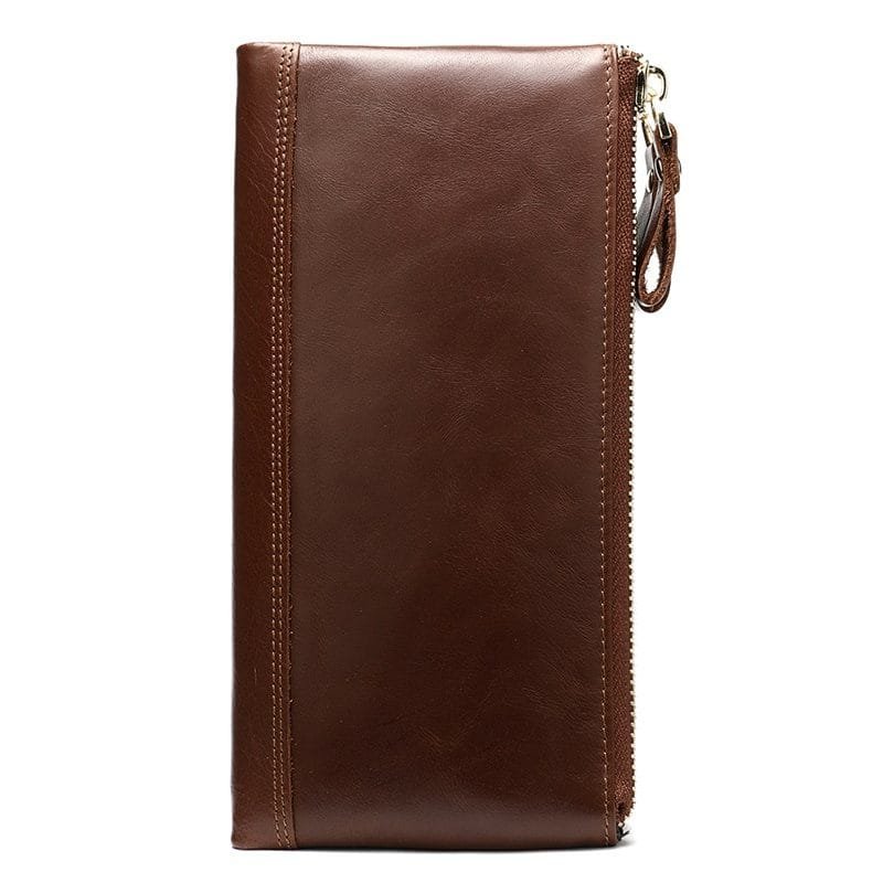 Long Zipper Girls Clutch Bag Ladies Wallet Mobile Phone Full Grain Cowhide Leather Article: WLT-FL005 - Image 3
