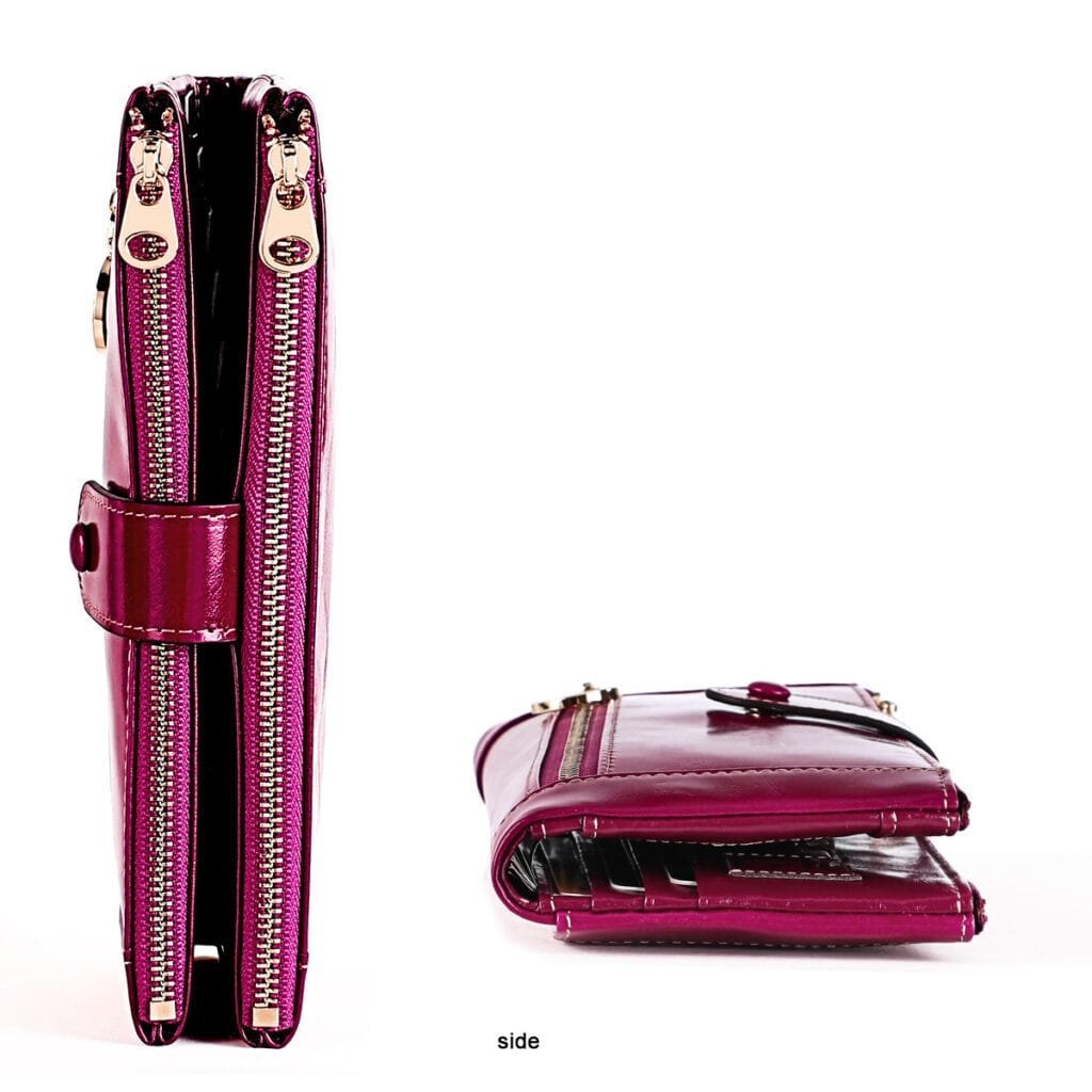 Long Zipper Girls Clutch Bag Ladies Wallet Mobile Phone Full Grain Cowhide Leather Article: WLT-FL011 - Image 5