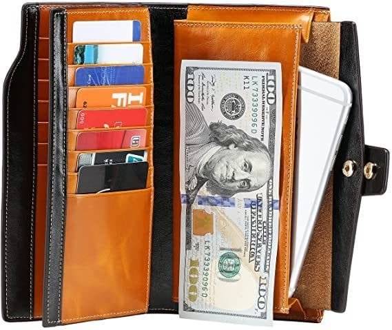 Long Zipper Girls Clutch Bag Ladies Wallet Mobile Phone Full Grain Cowhide Leather Article: WLT-FL012 - Image 4
