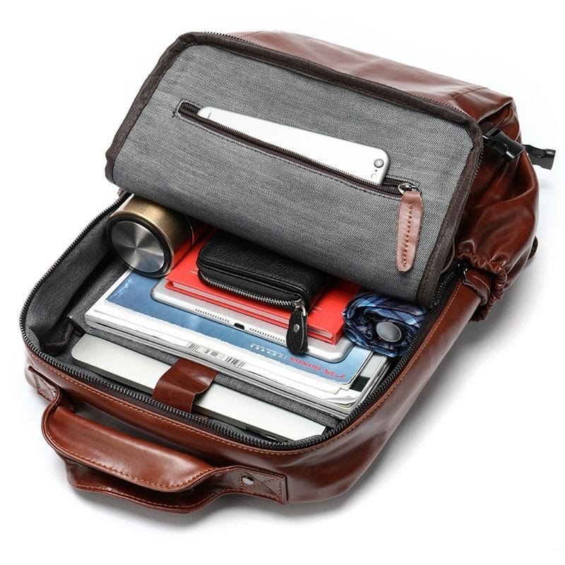 High Quality Mens Full Grain Cowhide Leather Vintage Office Laptop College Backpack Article: BPK-FL0016 - Image 5