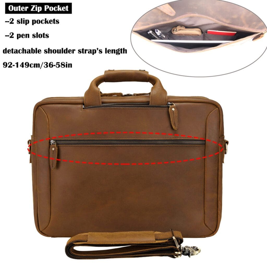 High Quality Laptop Messenger Bag Full Grain Leather Cowhide Briefcases for Men Article: MGR-UL010 - Image 3