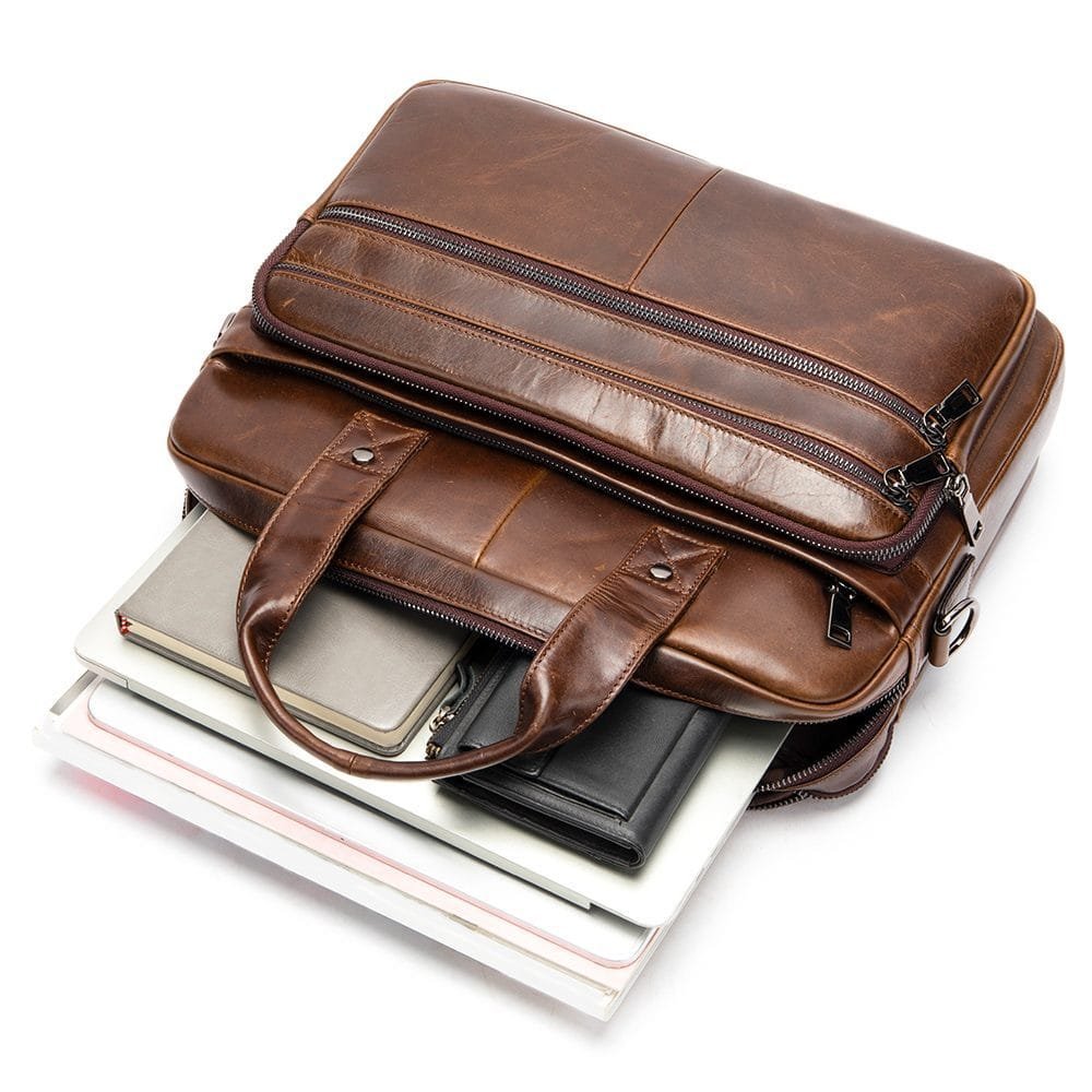 High Quality Laptop Messenger Bag Full Grain Leather Cowhide Briefcases for Men Article: MGR-UL012 - Image 6