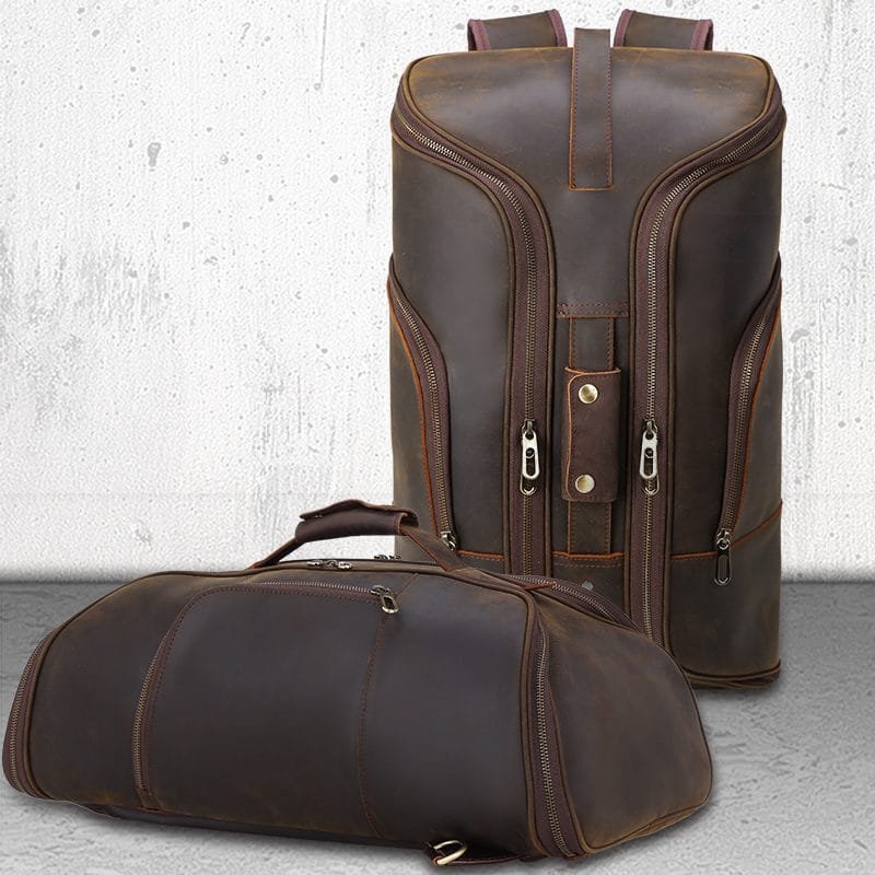 Full Grain Cowhide Leather Travel Bag Duffel Bag Weekend Outdoor for Men Article: DFL-ML001