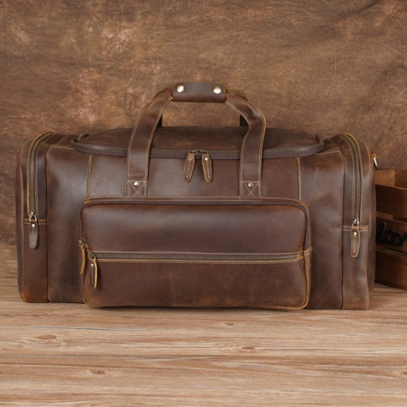 Full Grain Cowhide Leather Travel Bag Duffel Bag Weekend Outdoor for Men Article: DFL-ML006 - Image 6