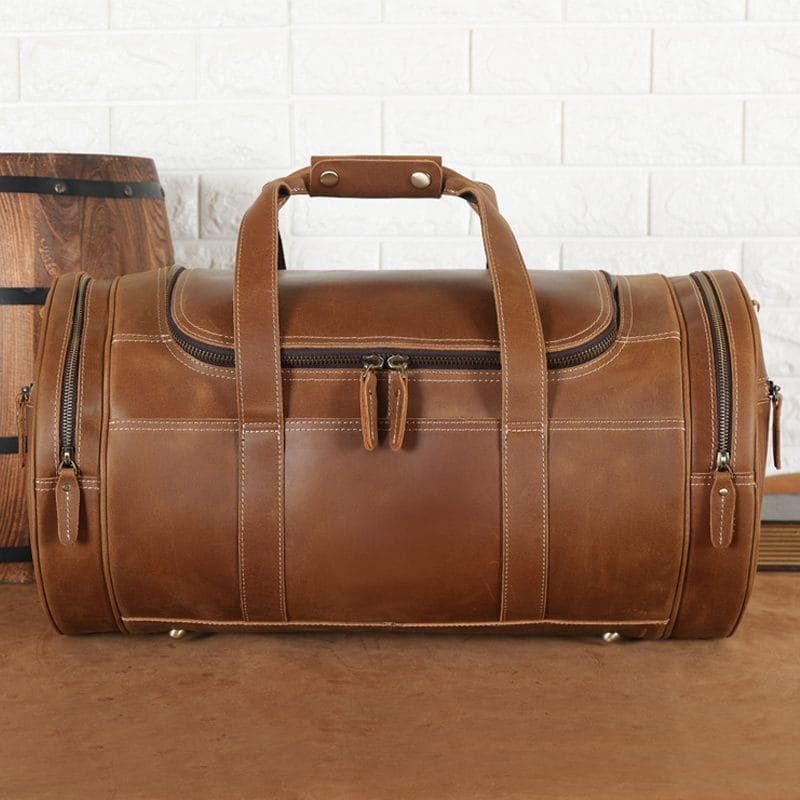 Full Grain Cowhide Leather Travel Bag Duffel Bag Weekend Outdoor for Men Article: DFL-ML007 - Image 6