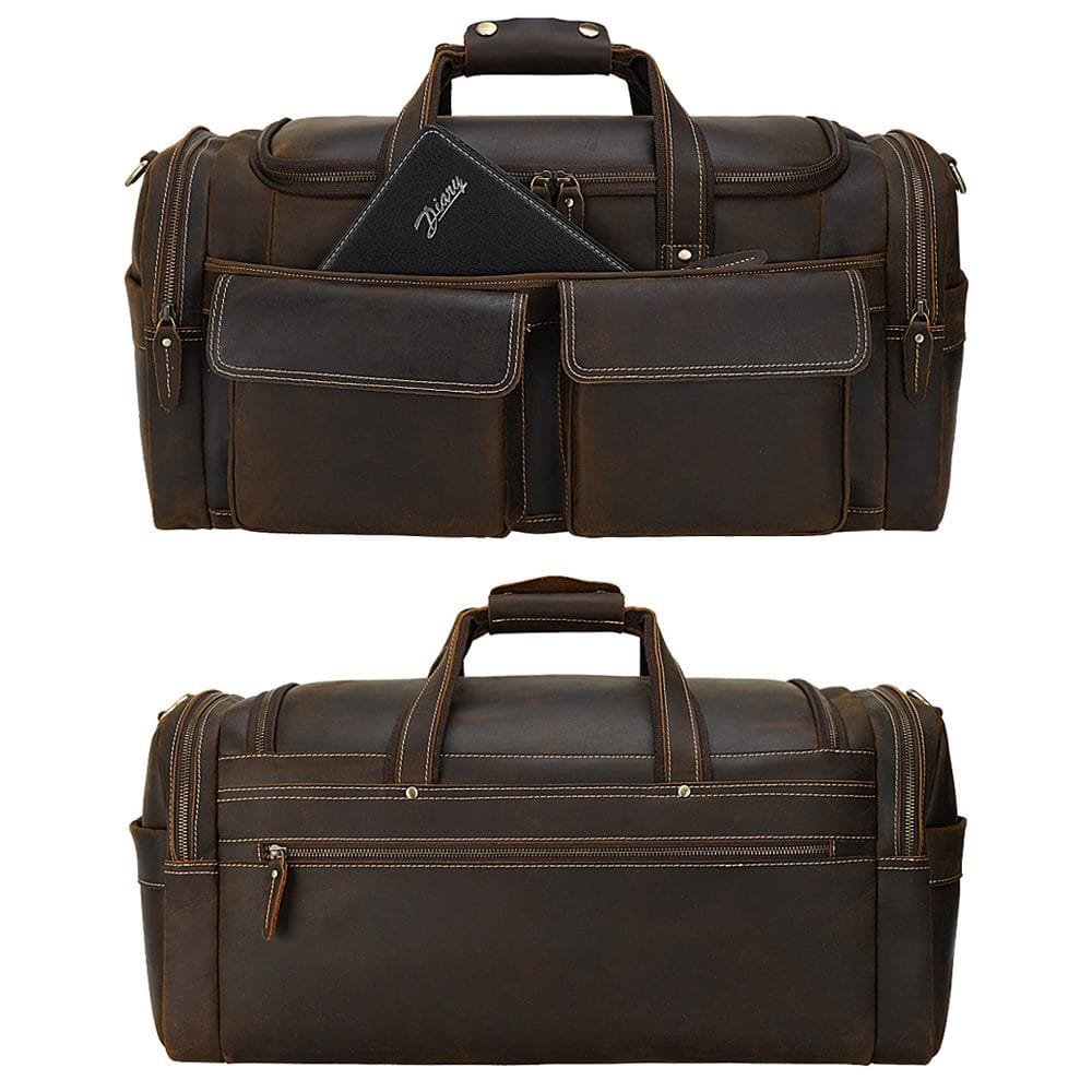 Full Grain Cowhide Leather Travel Bag Duffel Bag Weekend Outdoor for Men Article: DFL-ML008 - Image 6
