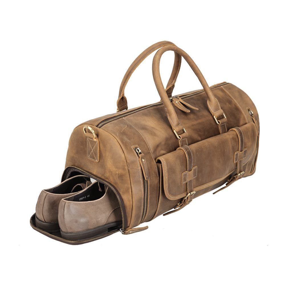Full Grain Cowhide Leather Travel Bag Duffel Bag Weekend Outdoor for Men Article: DFL-ML011 - Image 5