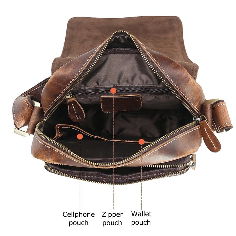 Full Grain Cowhide Leather Handmade Men Messenger Crossbody Satchel Bag Article: SCB-ML003 - Image 6