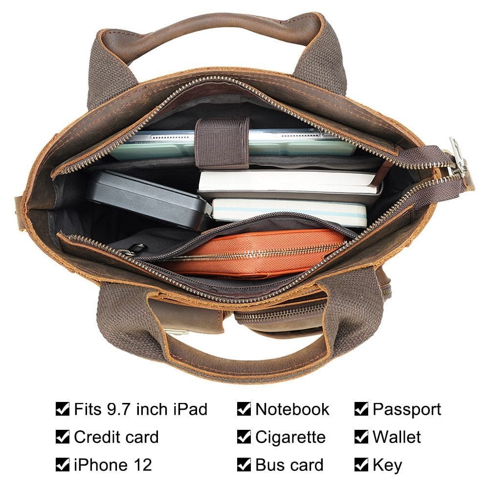 Full Grain Cowhide Leather Handmade Men Messenger Crossbody Satchel Bag Article: SCB-ML008 - Image 6