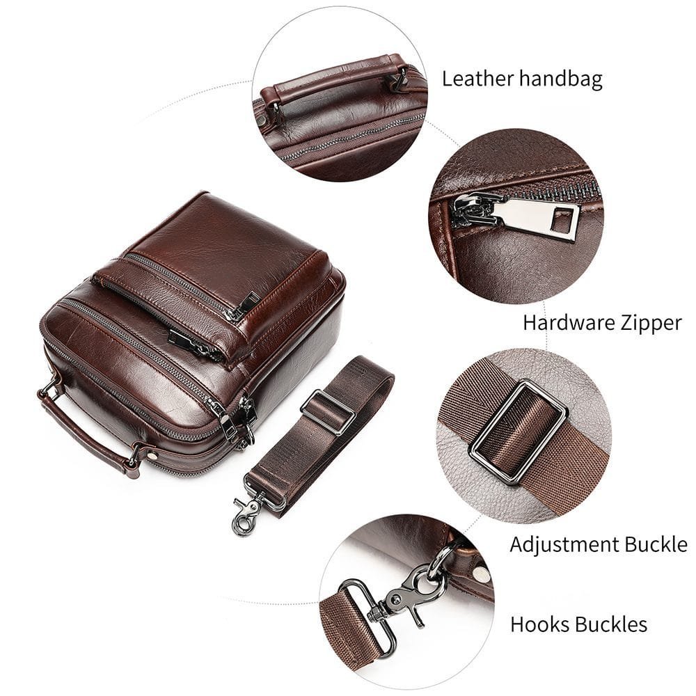 Full Grain Cowhide Leather Handmade Men Messenger Crossbody Satchel Bag Article: SCB-ML009 - Image 6