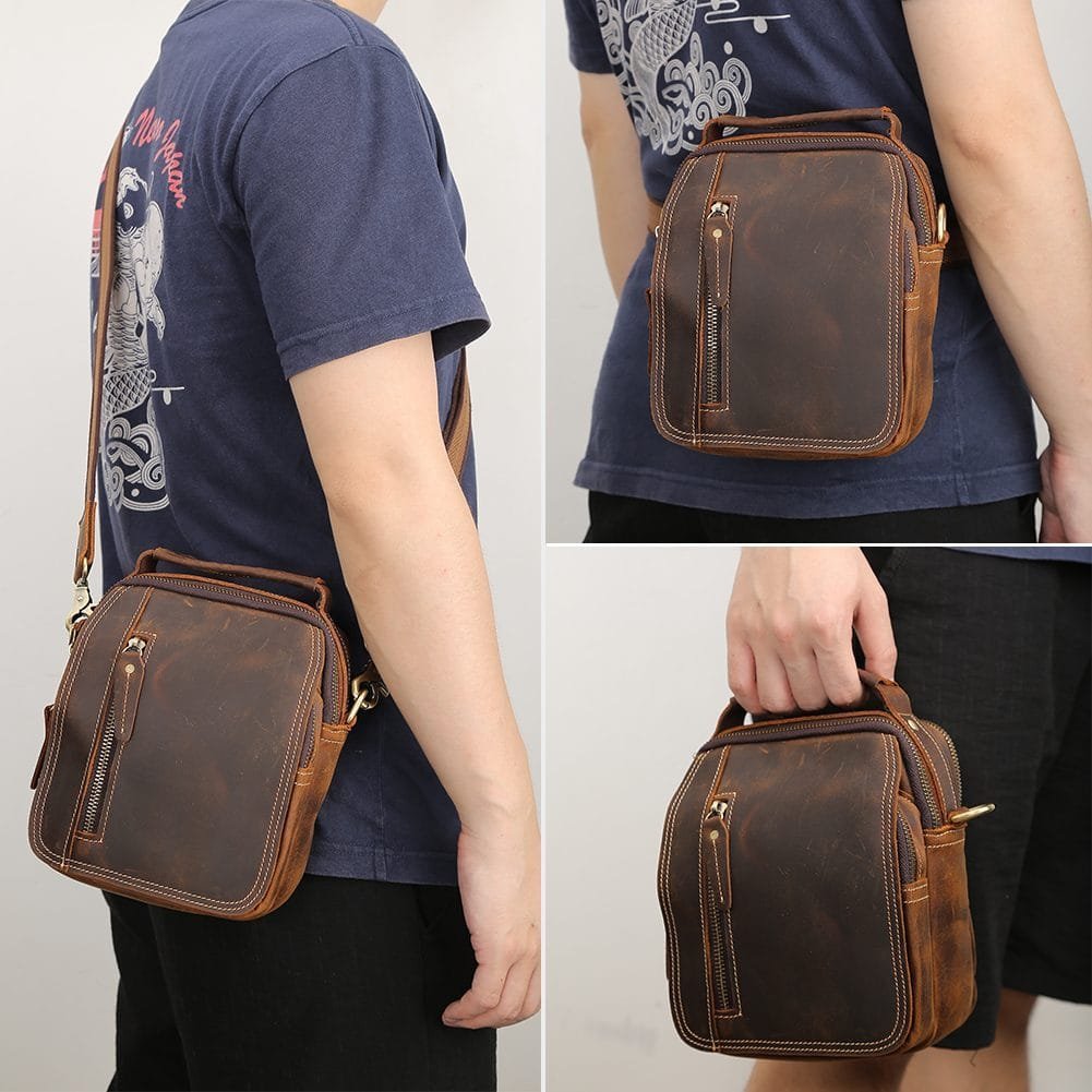 Full Grain Cowhide Leather Handmade Men Messenger Crossbody Satchel Bag Article: SCB-ML004 - Image 3