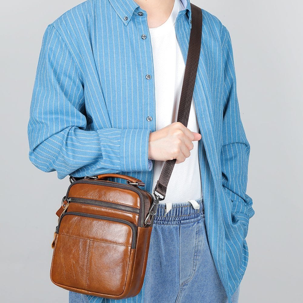 Full Grain Cowhide Leather Handmade Men Messenger Crossbody Satchel Bag Article: SCB-ML011 - Image 6