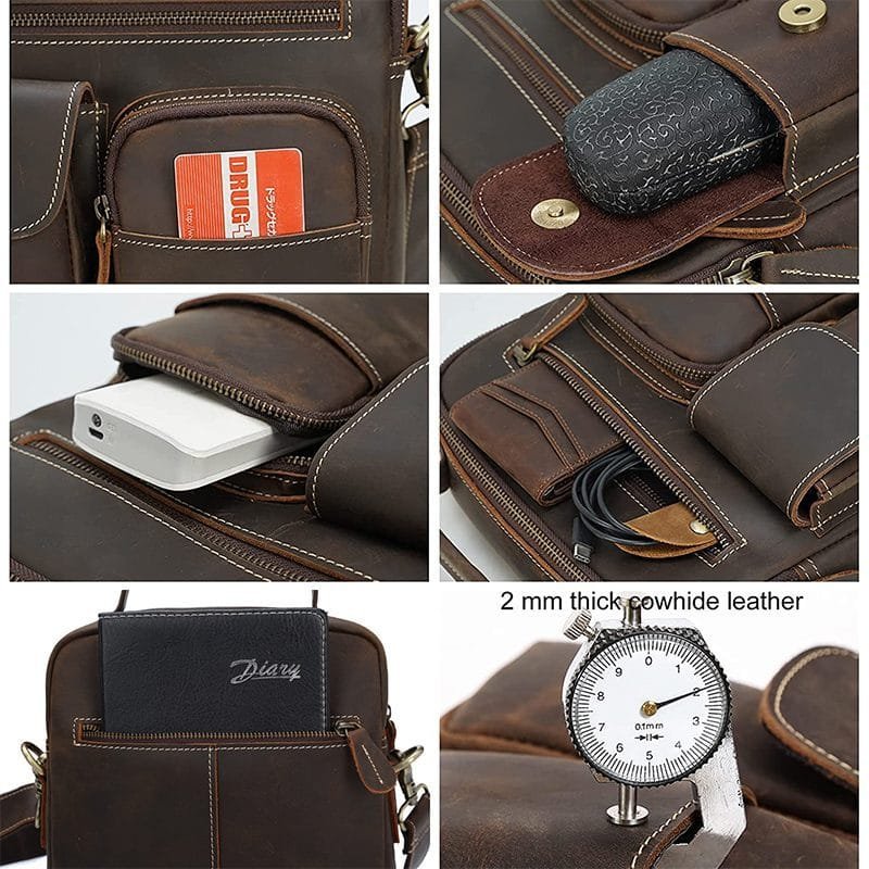 Full Grain Cowhide Leather Handmade Men Messenger Crossbody Satchel Bag Article: SCB-ML014 - Image 6