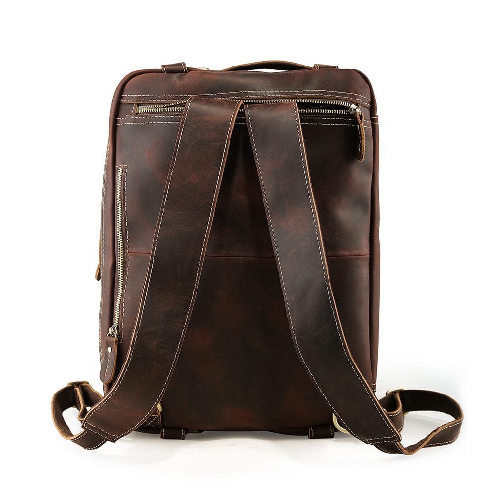 High Quality Mens Full Grain Cowhide Leather Office Laptop College Backpack Article: BPK-FL0010 - Image 3