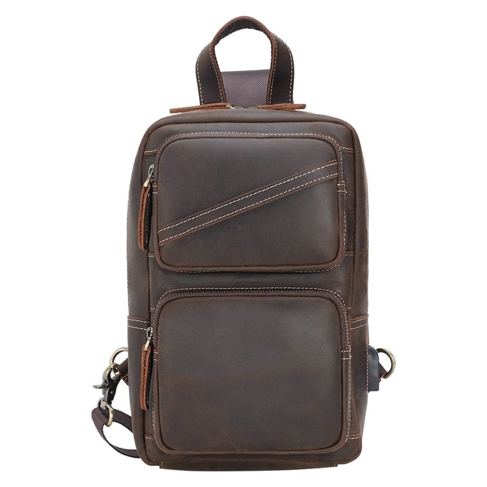 Full Grain Cowhide Leather Crossbody Sling Chest Pack One Shoulder Bag Article: SCB-ML032 - Image 6