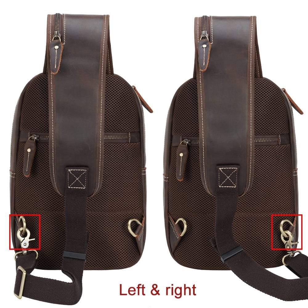Full Grain Cowhide Leather Crossbody Sling Chest Pack One Shoulder Bag Article: SCB-ML034 - Image 6