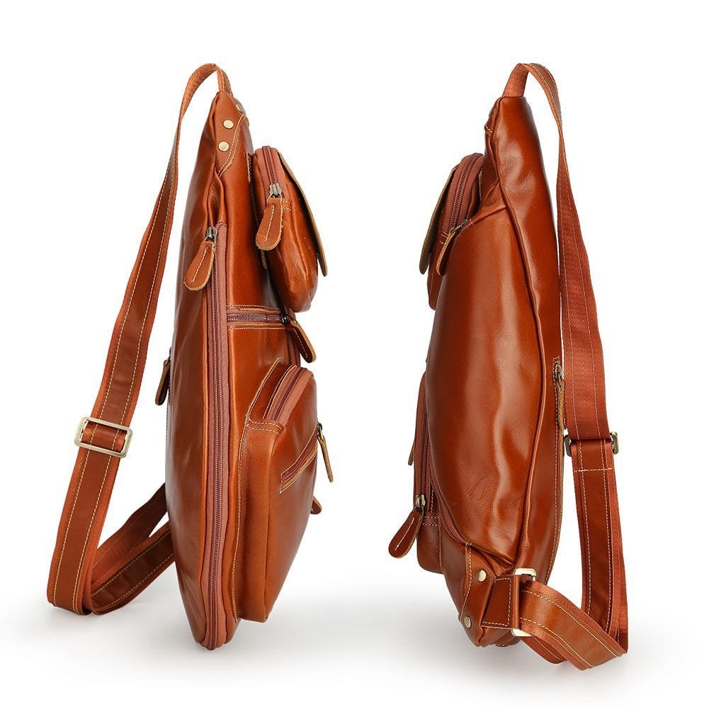 Full Grain Cowhide Leather Crossbody Sling Chest Pack One Shoulder Bag Article: SCB-ML035 - Image 3