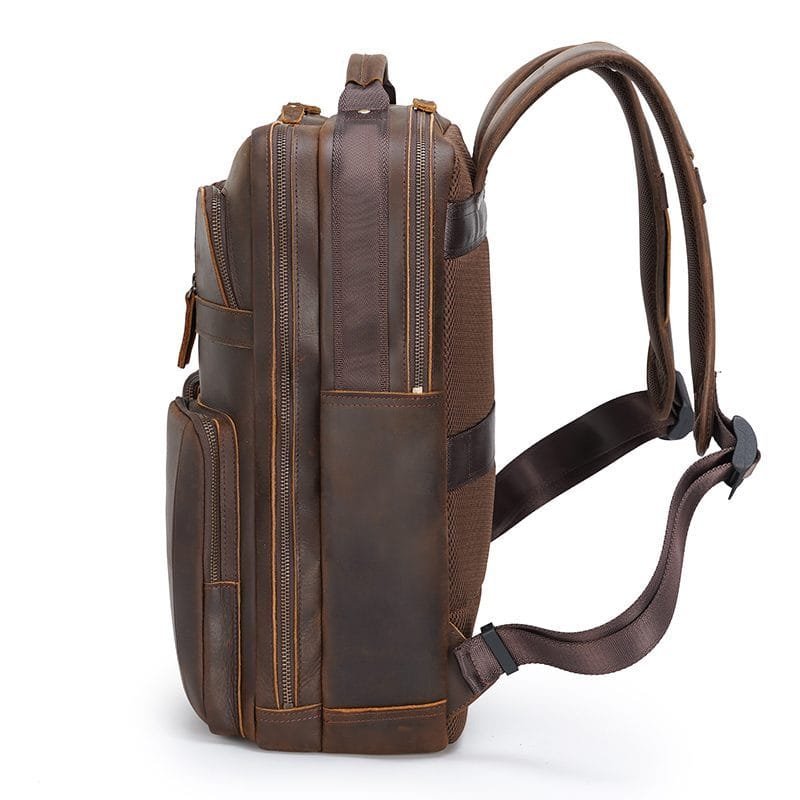 High Quality Mens Full Grain Cowhide Leather Office Laptop College Backpack Article: BPK-FL0013 - Image 6