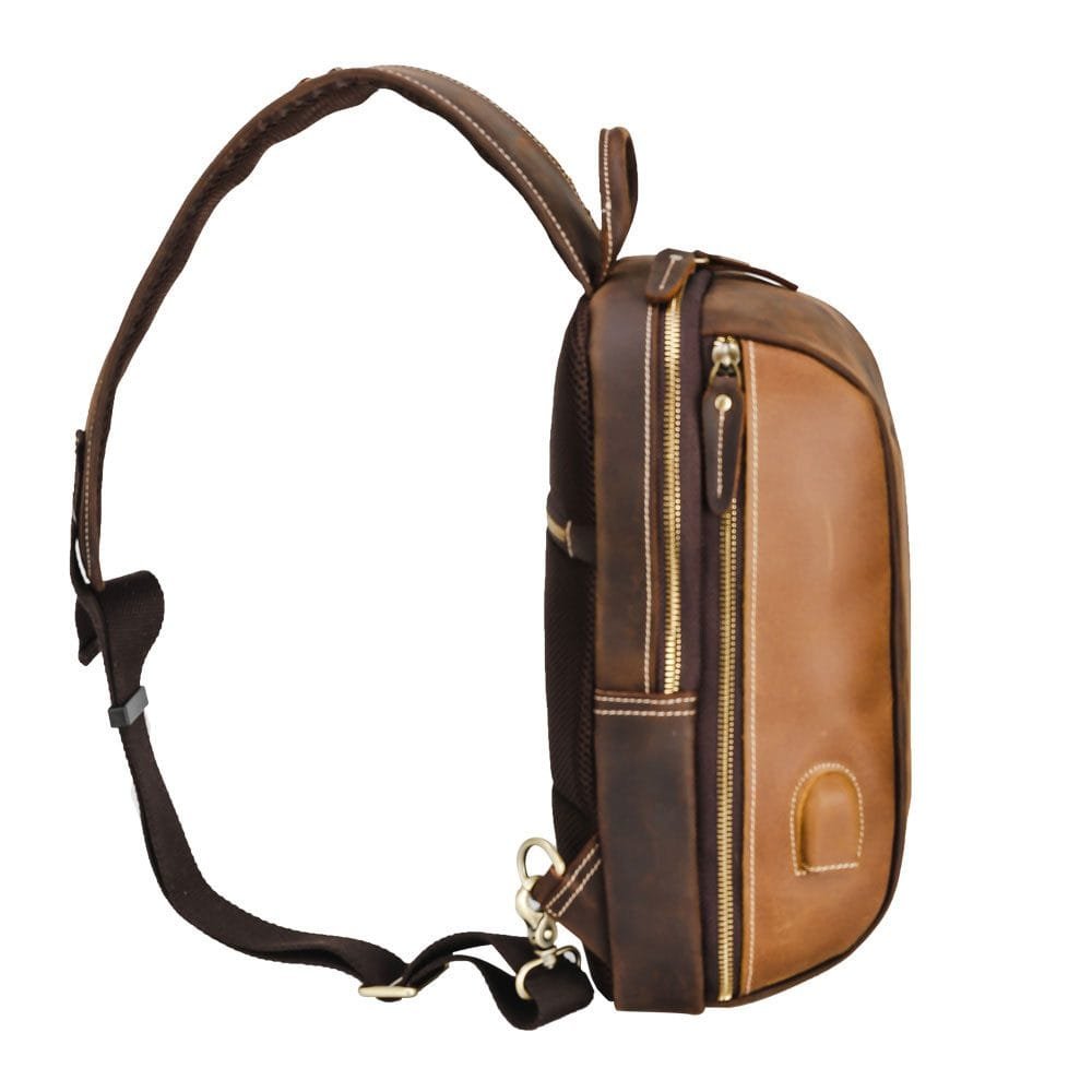 Full Grain Cowhide Leather Crossbody Sling Chest Pack One Shoulder Bag Article: SCB-ML036 - Image 6