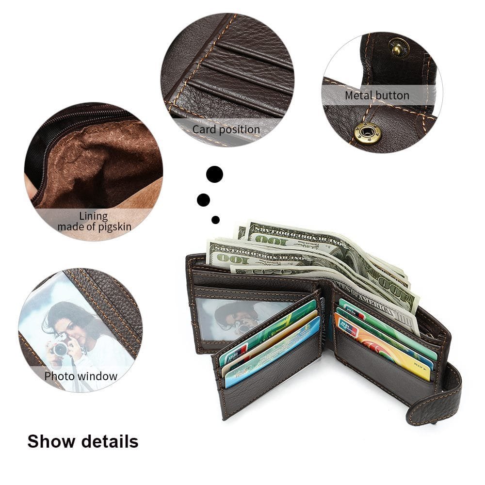 Full Grain Cowhide Leather Man Real Leather Wallet Article: WLT-ML008 - Image 6
