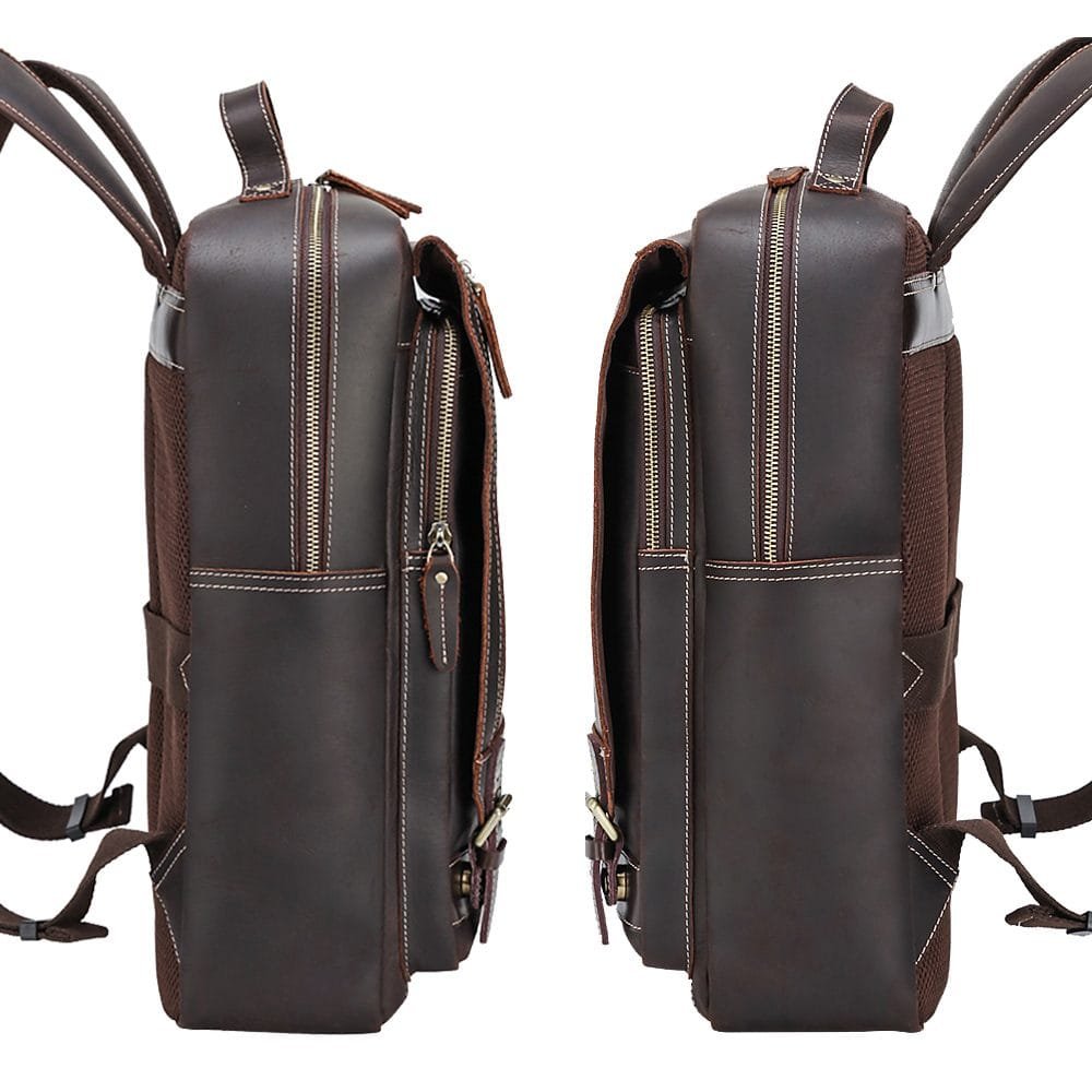 High Quality Mens Vintage Full Grain Cowhide Leather Office Laptop College Backpack Article: BPK-FL001 - Image 3