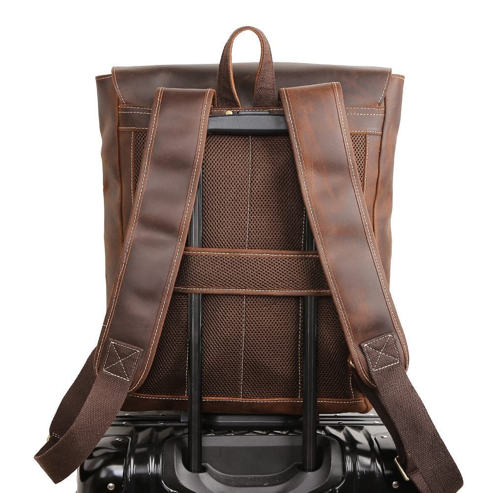 High Quality Mens Full Grain Cowhide Leather Office Laptop College Backpack Article: BPK-FL0014 - Image 4