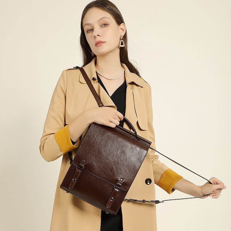 High Quality Women Vintage Full Grain Cowhide Leather Office Laptop College Backpack Article: BPKW-FL004 - Image 6