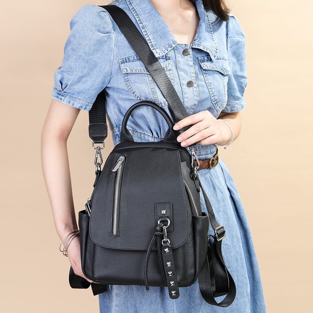 High Quality Women Vintage Full Grain Cowhide Leather Office Laptop College Backpack Article: BPKW-FL009 - Image 4