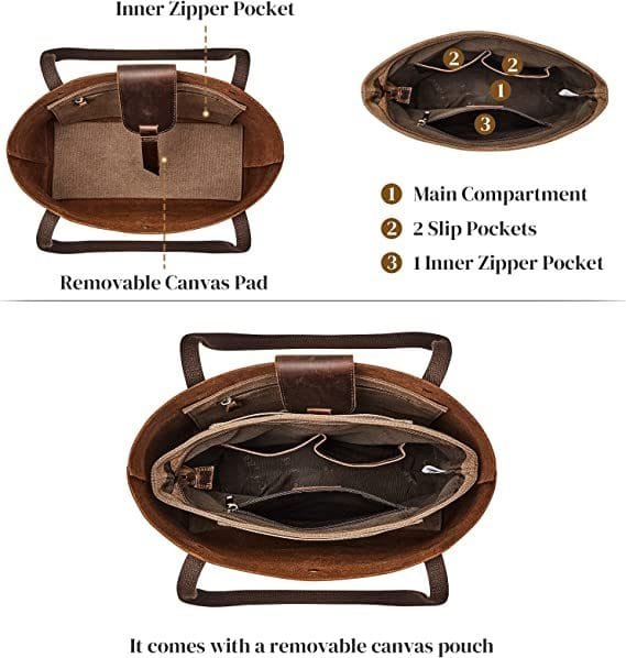 Tote Bag for Women Large Shoulder Handbag Work Full Grain Cowhide Leather Article: HT-FL001 - Image 4