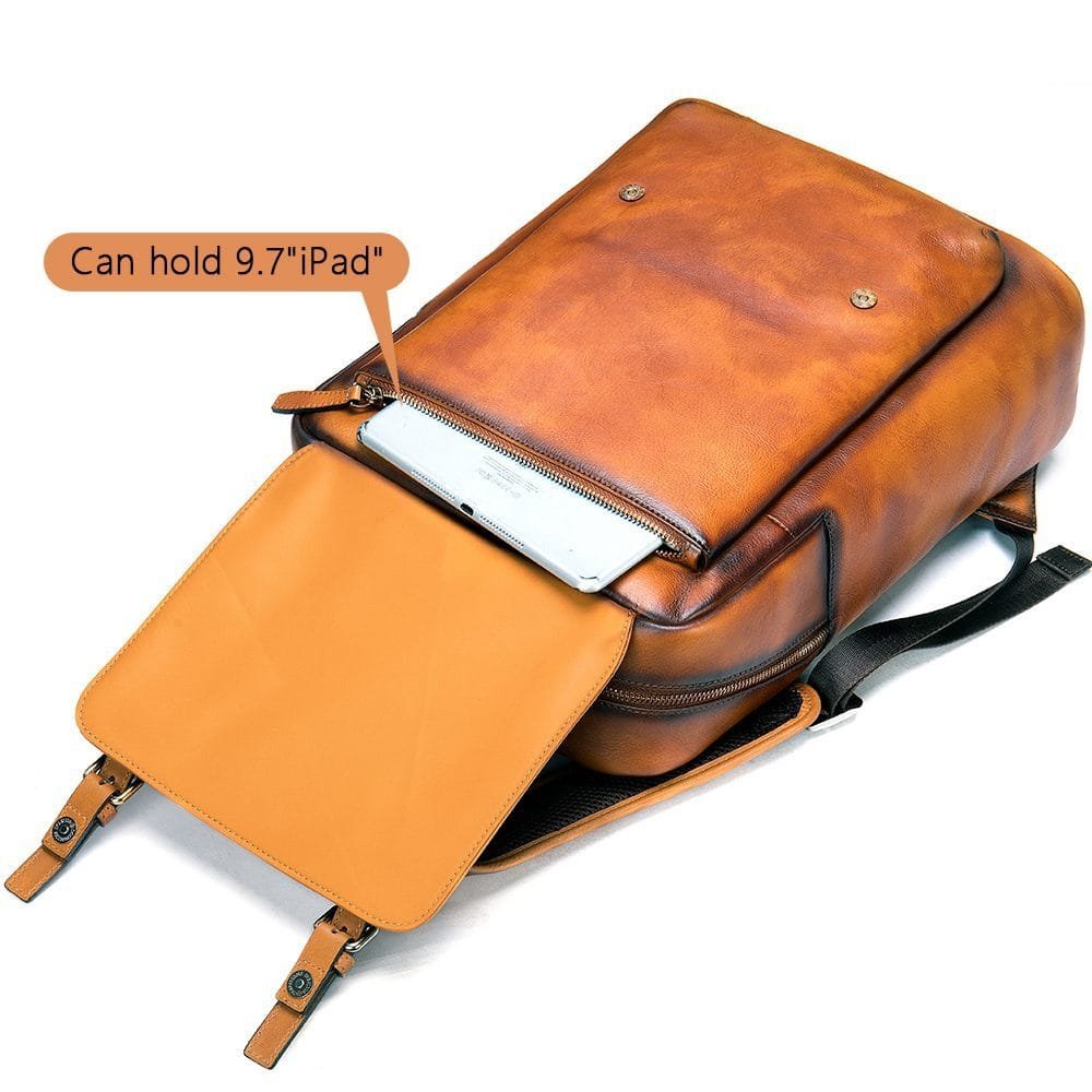 High Quality Mens Full Grain Cowhide Leather Vintage Office Laptop College Backpack Article: BPK-FL0018 - Image 5