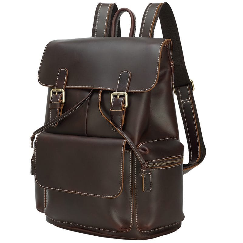 High Quality Mens Full Grain Cowhide Leather Vintage Office Laptop College Backpack Article: BPK-FL0019 - Image 3