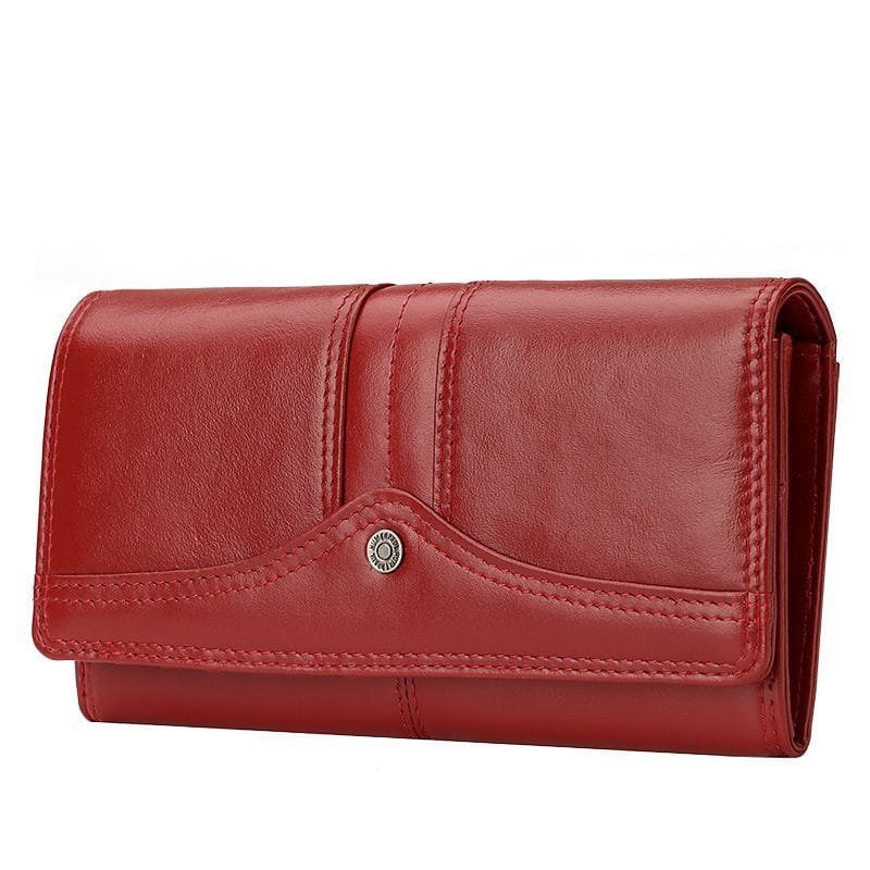 Long Zipper Girls Clutch Bag Ladies Wallet Mobile Phone Full Grain Cowhide Leather Article: WLT-FL003 - Image 4