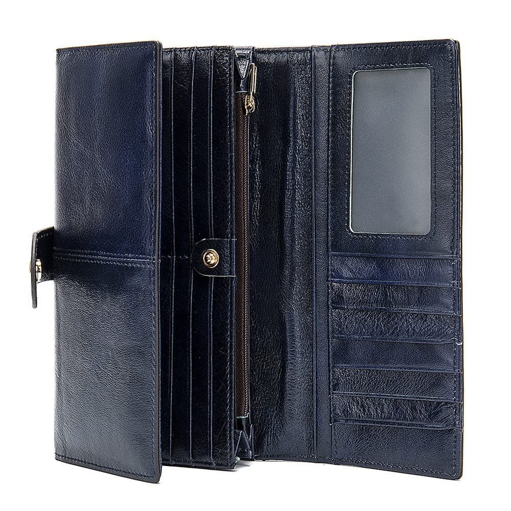 Long Zipper Girls Clutch Bag Ladies Wallet Mobile Phone Full Grain Cowhide Leather Article: WLT-FL004 - Image 3