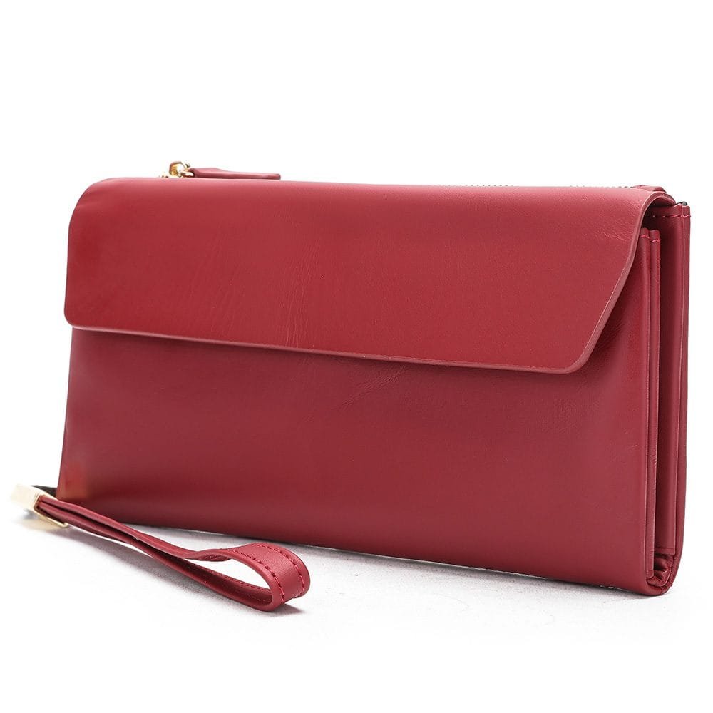 Long Zipper Girls Clutch Bag Ladies Wallet Mobile Phone Full Grain Cowhide Leather Article: WLT-FL009 - Image 4