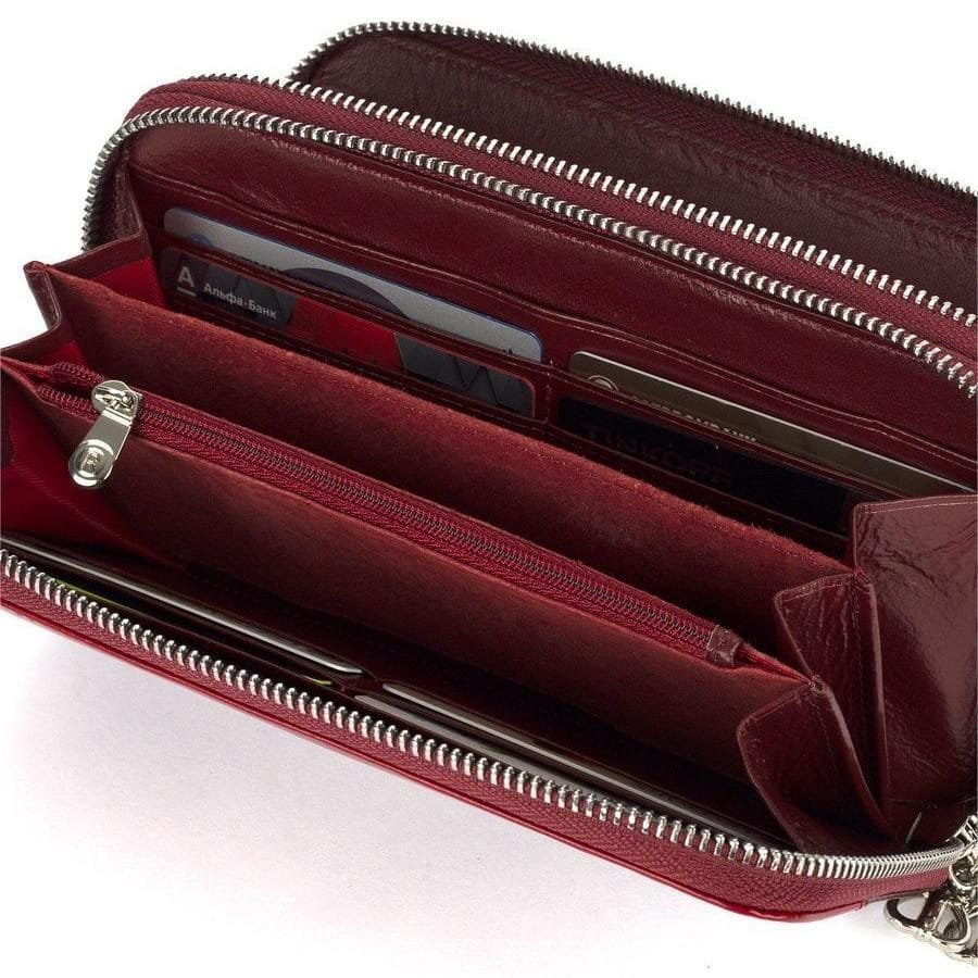 Long Zipper Girls Clutch Bag Ladies Wallet Mobile Phone Full Grain Cowhide Leather Article: WLT-FL010 - Image 4