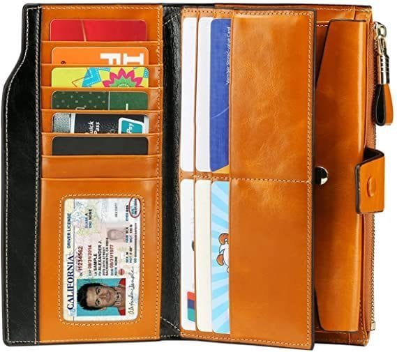 Long Zipper Girls Clutch Bag Ladies Wallet Mobile Phone Full Grain Cowhide Leather Article: WLT-FL012 - Image 5