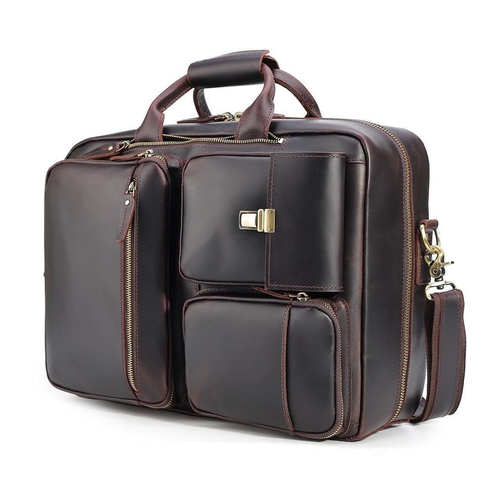 High Quality Mens Full Grain Cowhide Leather Vintage Office Laptop College Backpack Article: BPK-FL0020 - Image 4
