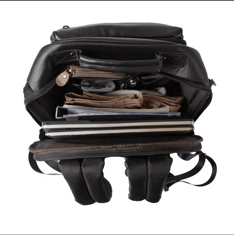 High Quality Mens Full Grain Cowhide Leather Office Laptop College Backpack Article: BPK-FL007 - Image 4