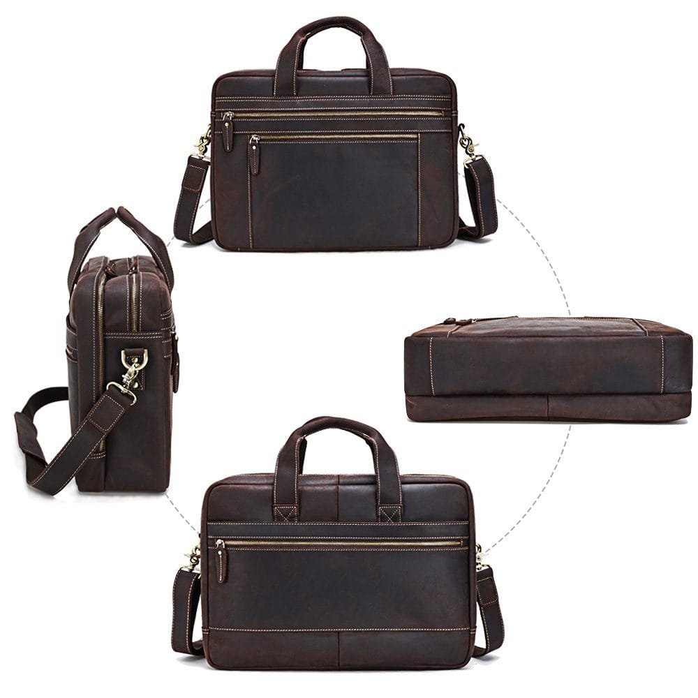 High Quality Laptop Messenger Bag Full Grain Leather Cowhide Briefcases for Men Article: MGR-UL002 - Image 4