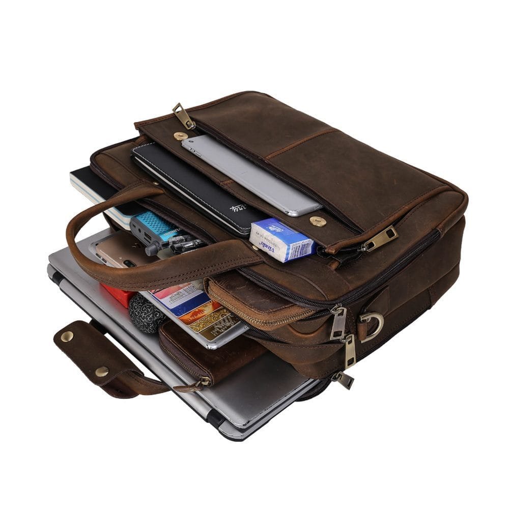 High Quality Laptop Messenger Bag Full Grain Leather Cowhide Briefcases for Men Article: MGR-UL008 - Image 5