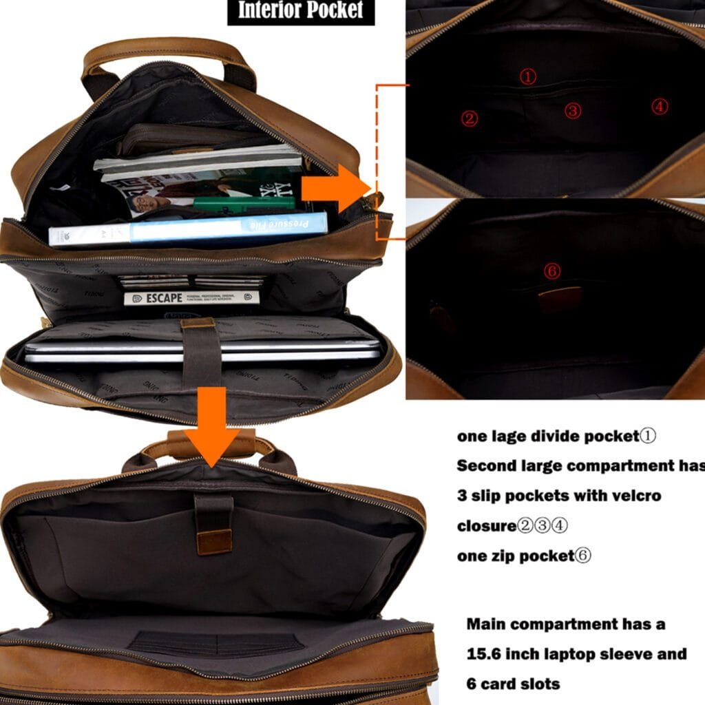 High Quality Laptop Messenger Bag Full Grain Leather Cowhide Briefcases for Men Article: MGR-UL010 - Image 4