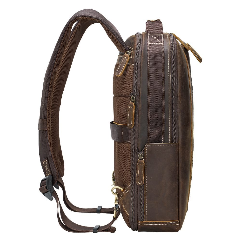 High Quality Mens Vintage Full Grain Cowhide Leather Office Laptop College Backpack Article: BPK-FL006 - Image 6