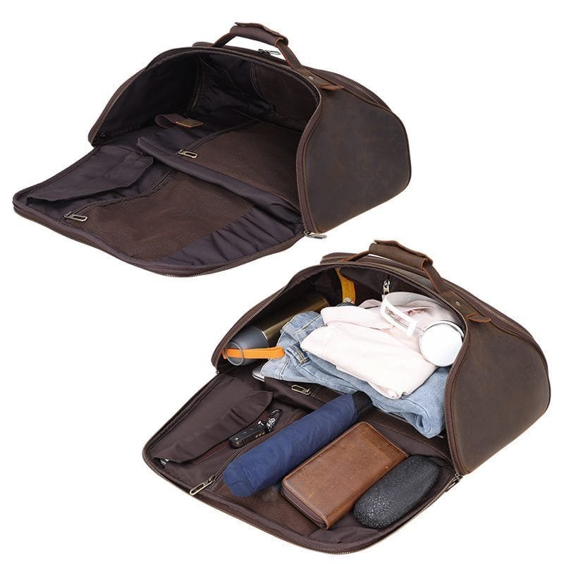Full Grain Cowhide Leather Travel Bag Duffel Bag Weekend Outdoor for Men Article: DFL-ML001 - Image 3